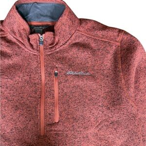 Eddie Bauer Men's Red 1/4 Zip Sweater